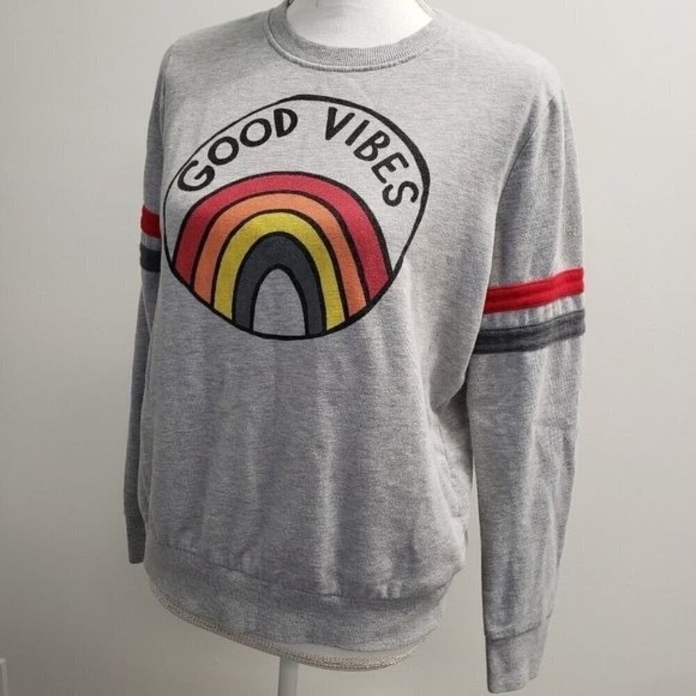Mighty Fine Womens Good Vibes Rainbow Sweatshirt Medium